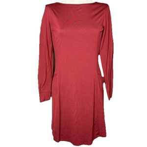QOR Kit Red Merino Wool Long Sleeve Dress
